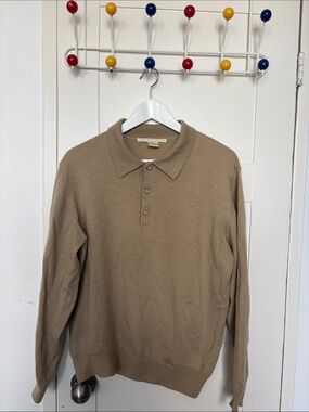 Perry Ellis Long-Sleeve Polo in Light Brown